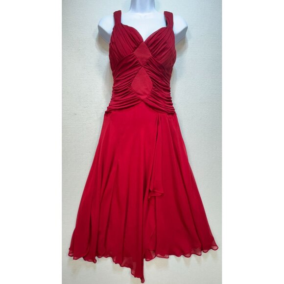 Sangria Women's Babydol Y2K Pencil Dress Stretch Size 6 Red Sleeveless Pleated - Picture 1 of 13